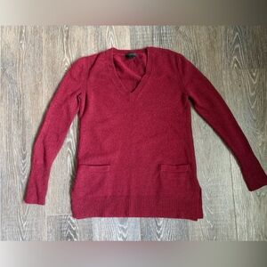 J.Crew Red Merino Wool Alpaca Blend V-Neck Sweater XS